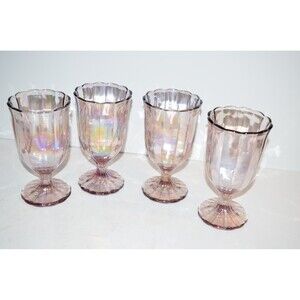 Pioneer Woman Pink Luster Finish Goblet Glasses  10oz 4 pc set Iridescent